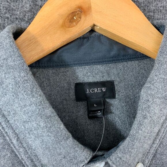 J Crew Wool Shirt Men Large‎ Gray Elbow Patch Huckberry Dapper Modern NEW - Picture 4 of 9